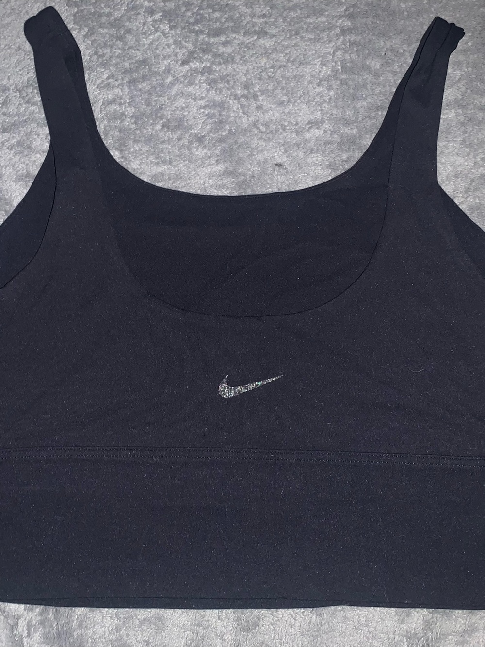 Nike Black Crop Sports Bra with colorful Swoosh size medium